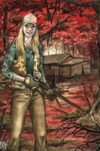 Anna Dillon (sorella maggiore di Jeremy, 28 anni, short seller)
Se Jeremy è una celebrità locale, Anna è un volto noto a Wall Street. Giovanissima, gestisce con successo un team di investimento per la Citron Research, un gruppo di investimento specializzato nell’individuare azioni di aziende che si sopravvalutate o destinate a deprezzarsi. In un intervista ormai oggetto di culto ha descritto il suo lavoro come la combinazione della minuziosa analisi dei libri contabili e dell’indagine su tutto ciò che le aziende cercano di nascondere. “Del resto, tutte le aziende ti propongono un’enormità di ragioni per le quali dovrebbero andare bene ma nessuna pubblica le magagne che potrebbero portare al fallimento”.
Anna si è precipitata quando ha saputo di essere stata invitata alla battuta di caccia organizzata dal padre di Sangeeta per conoscere Jeremy: gli Harcourt hanno le mani in pasta in un sacco di affari in Louisiana e molte transazioni al sud si concludono nei country club o nelle battute di caccia.
Watercolor illustration davide l marescotti anna dillon