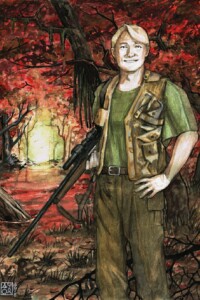 Jeremy Dillon (ex-quarterback dei Ragin’ Cajuns, 23 anni, sa sfruttare le occasioni che si presentano)
La stella di Jeremy ha brillato nei suoi anni alla guida dell’attacco dei Ragin’ Cajuns. Il suo successo è stato una fiammata brillante, intensa e breve. Agile, veloce con i piedi e con la mente, capace di leggere le situazioni di gioco, Dillon è stato seguito dai compagni ad un buon piazzamento nella regular season e ad una sconfitta controversa nei playoff. E’ stato, e per alcuni è ancora, una celebrità locale nella città di Lafayette. Non è mai riuscito a passare all’NFL. In molti avevano previsto che la sua carriera sportiva si fermasse al college: troppo piccolo, troppe voci di infortuni non guariti del tutto e nessuna squadra professionistica ha bisogno di un quarterback bravo a giocare solo la Option. Finito il college, sta per annunciare il proprio fidanzamento Sangeeta Harcourt, figlia adottiva di una delle famiglie più influenti, ricche e antiche della Louisiana. Il padre di Sangeeta ha ritenuto giusto conoscerlo e per questo ha invitato lui, la sorella ed uno dei suoi più intimi amici alla magione Harcourt. In due giorni sono stati presentati loro una miriade di parenti e amici di famiglia. E’ ormai un’intera giornata che Jeremy, sua sorella Anna, il suo amico Blaine e una schiera degli Harcourt sono a caccia di orsi nel Black Bayou
Watercolor illustration davide l marescotti jeremy dillon